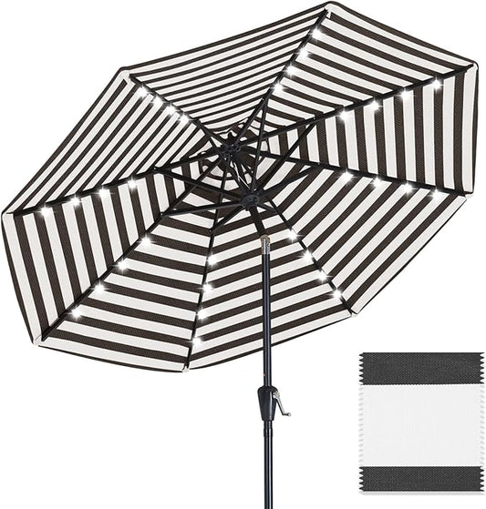 ABCCANOPY OLEFIN® 5-Year No Fading Patio Umbrella with Solar Lights (Black Stripe)