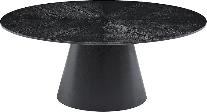 Meridian Furniture 848-T Gavin Collection Mid-Century Modern Oval Dining Table with Oak Wood Veneer in a Black Finish, 72" W x 43.5" D x 30" H, Black