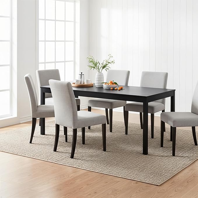 Grain & Grove Davie 72 Inch Dining Table, Large Rectangular Wooden Table for Kitchen/Dining Room, Wood Table for Dining Room, Home Office, Living Room Furniture, Black