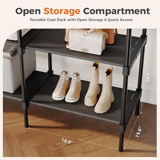 OLIXIS Portable Wardrobe Closet with Hanging Rods, 72 Inch Portable Clothing Rack with Shelves, Heavy Duty Clothes Rack, Freestanding Closet Organizer, 72 "L x 15.7 "W x 77 "H