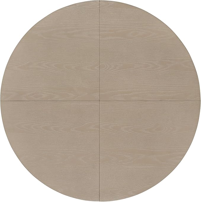 ROME + OAK Rumson Modern Dining Table, 44-Inch Round Tabletop with Sturdy Pedestal Base, Rustic Beige - Natural Wood Furniture Piece for Homes