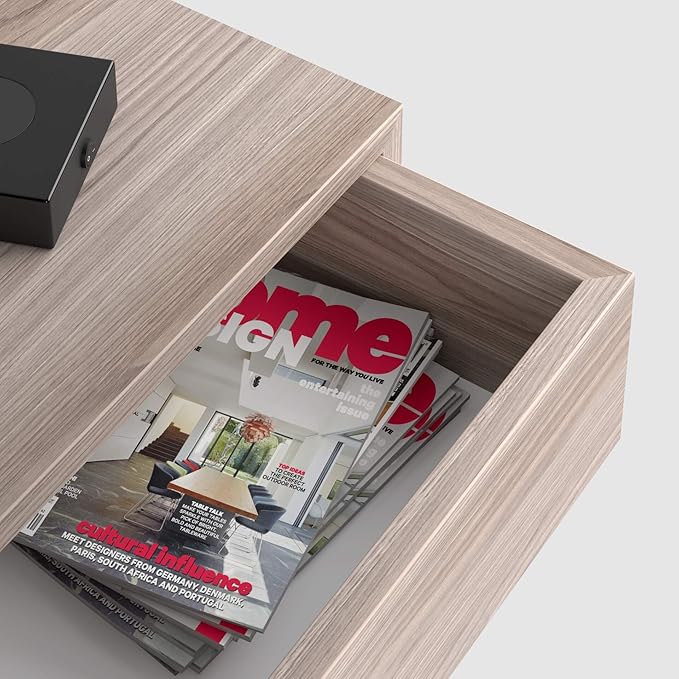 Mobili Fiver, Riccardo Floating nightstand, Pearled Elm, 17.7" x 9.8" x 6.1 ", Melamine-Finished, Modern Bedside Table, End Table, Italian Furniture