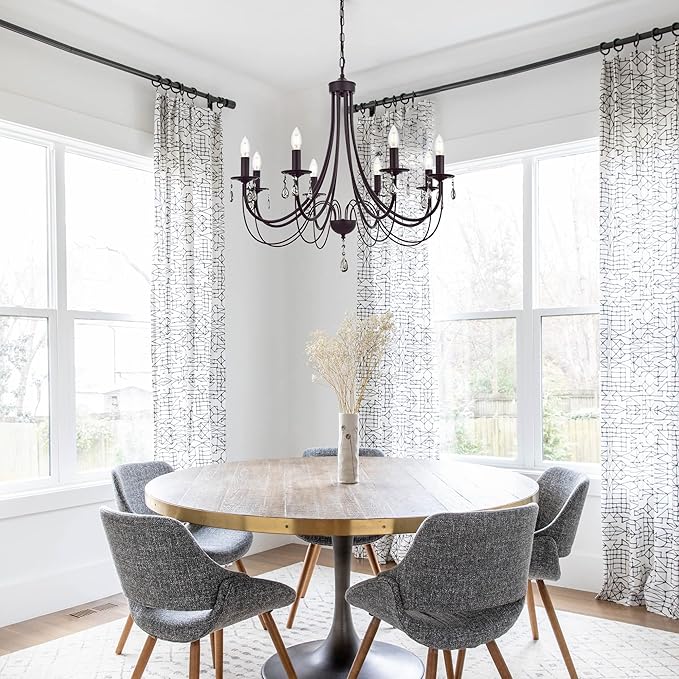 Farmhouse Chandeliers 8 Lights Oil Rubbed Bronze Pendant Lighting Dining Room Light Fixtures Modern Crystal Ceiling Light Fixtures