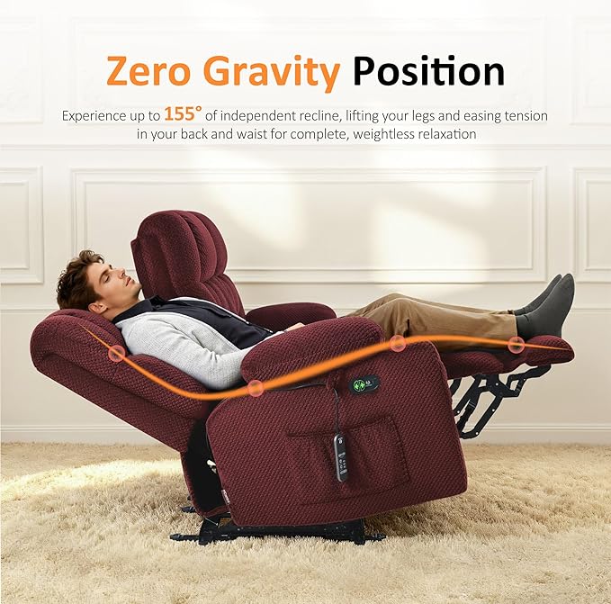 MCombo 80.7" W 3 Seater Power Reclining Sofa with Heat and Vibration Massage, Zero Gravity Recliner Sofa Couch with Drop Down Table for Living Room, Fabric 6316M10