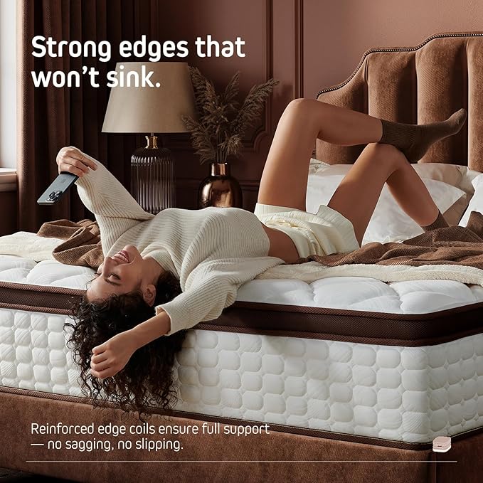 PSYNOVA 14 Inch Queen Hybrid Mattress, Supportive Medium-Firm Hybrid with Reinforced Pocket Springs & Memory Foam, Targeted Pressure Relief, Cooling Airflow, CertiPUR-US Certified