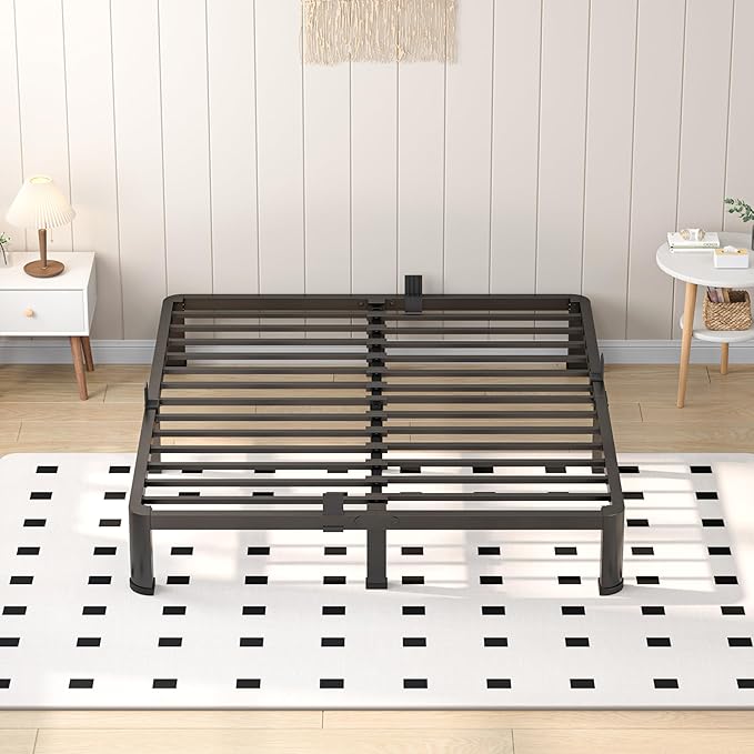 10 Inch Queen Heavy Duty 3500 lbs Bed Frame with Round-Corner Legs & Anti-Squeak Design – Quick Assembly Metal Platform, No Box Spring Needed