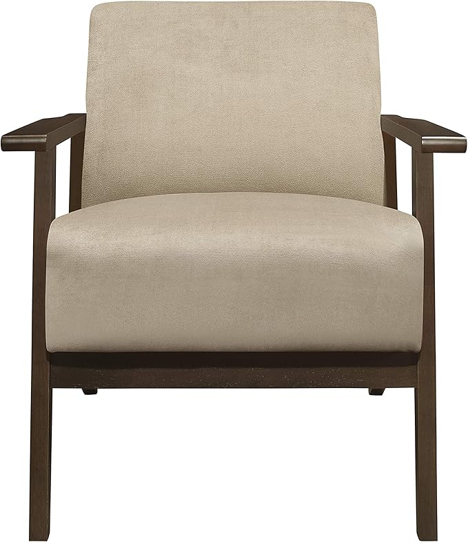 Lexicon New Castle Velvet Accent Chair, 27.5" W, Light Brown