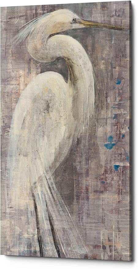 Epic Graffiti 'Coastal Egret I Legs' by Albena Hristova, Canvas Wall Art, 12"x24"