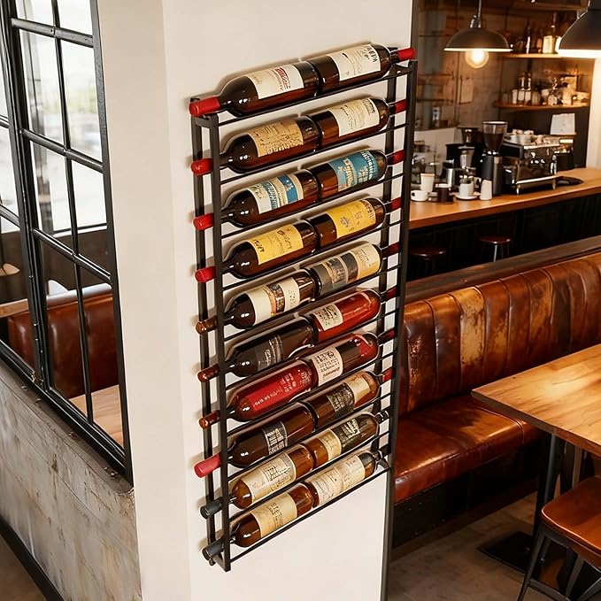 Wine Rack Wall Mounted: 20 Bottles Display Hanging - Large Capacity Wine Storage for Wine Lovers, Bar Operators as Wine Cellar/Bar/Restaurant/Hotel Lobby Display.