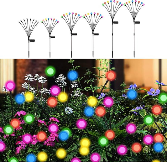Swaying Solar Firefly Lights Outdoor, 8 Modes RGB Color Changing Firefly Swaying Solar Garden Lights for Outside Christmas Yard Patio Pathway Plant Landscape Garden Decor Multicolor(6 Pack)