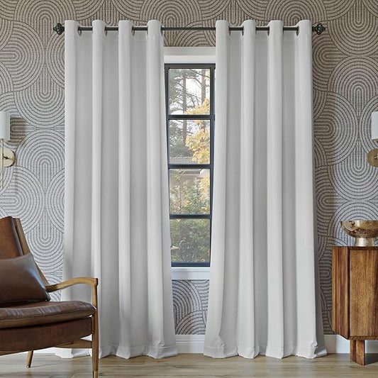 Sun Zero Nordic Theater Grade Extreme 100% Blackout Grommet Curtain Single Panel, 52" x 120", Pearl