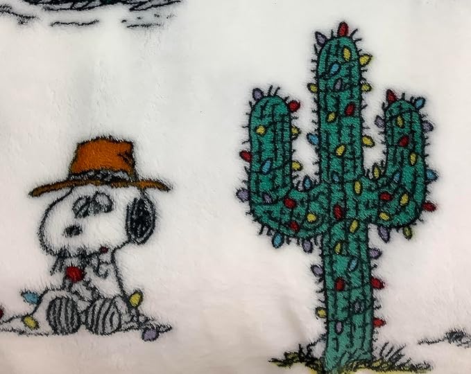 Berkshire Blanket & Home Co Peanuts Winter Blanket, Polyester (White - Christmas Cactus & Spike, Full/Queen)