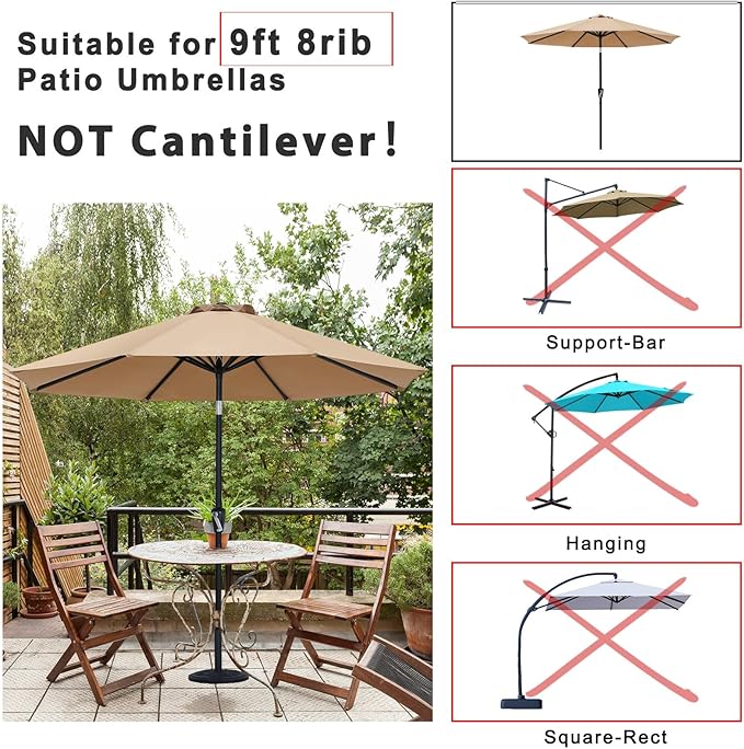 ABCCANOPY 10ft Outdoor Umbrella Replacement Top Suit 8 Ribs (Burgundy)