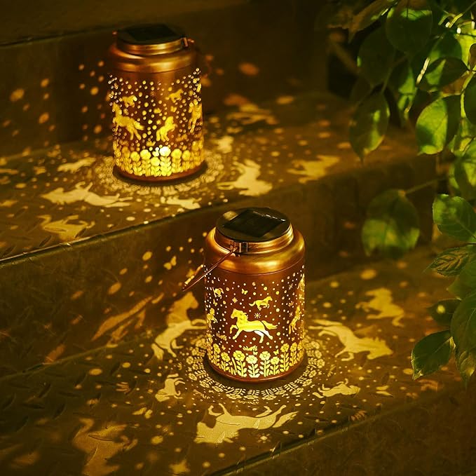 Horse Solar Lanterns Outdoor Waterproof Garden Decor Birthday Gifts for Women Men Horse Hanging Solar Lights Metal Bird Decorative Lantern for Yard, Patio, Lawn,Porch,Deck