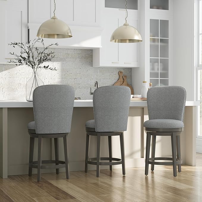 Hillsdale Victoria Wood Counter Height Swivel Stool, Antique Gray