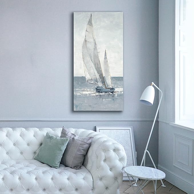 Epic Graffiti "Grey Seas I by Ethan Harper, Canvas Wall Art, 30"x60"