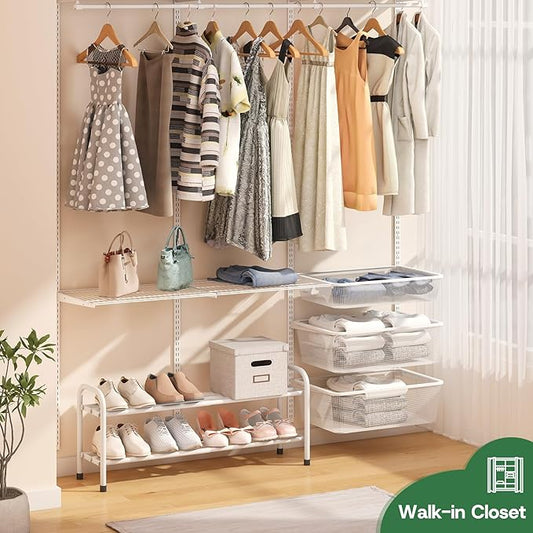Shoe Rack for Closet, Black 2-Tier Expandable Closet Shoe Rack Metal Organizer, Heavy Duty Shoe Storage Shelf for Entryway, Doorway, Narrow Space