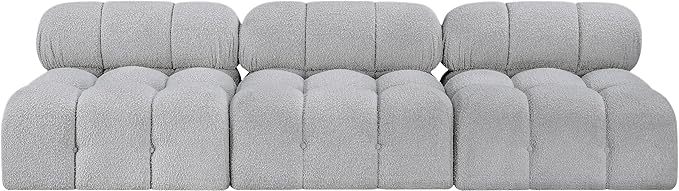 Meridian Furniture 611Grey-S102B Ames Collection Modern | Contemporary Modular Sofa with Rich Grey Boucle Fabric, Modular to Create Infinite Configurations, 102" W x 34" D x 28" H, Grey