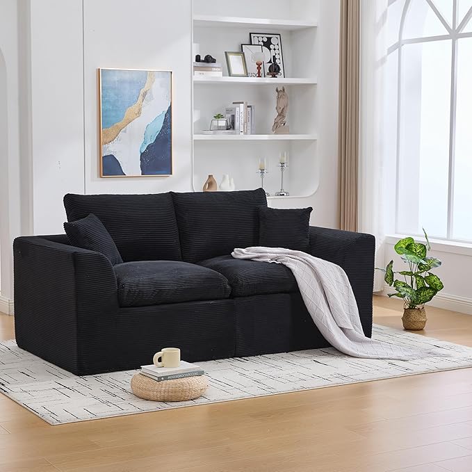 80.3" Cloud Loveseat Boneless Sofas for Living Room, 2 Seaters Modular Foam Cloud Sofa Couches, 2 Seat Compression Foam Couch with Toss Pillows, No Assembly Required