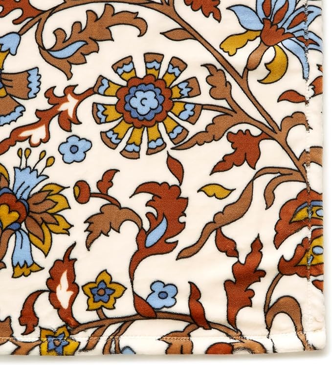 Vera Bradley Women's Fleece Oversized Throw Blanket, Marrakesh Vines Neutral
