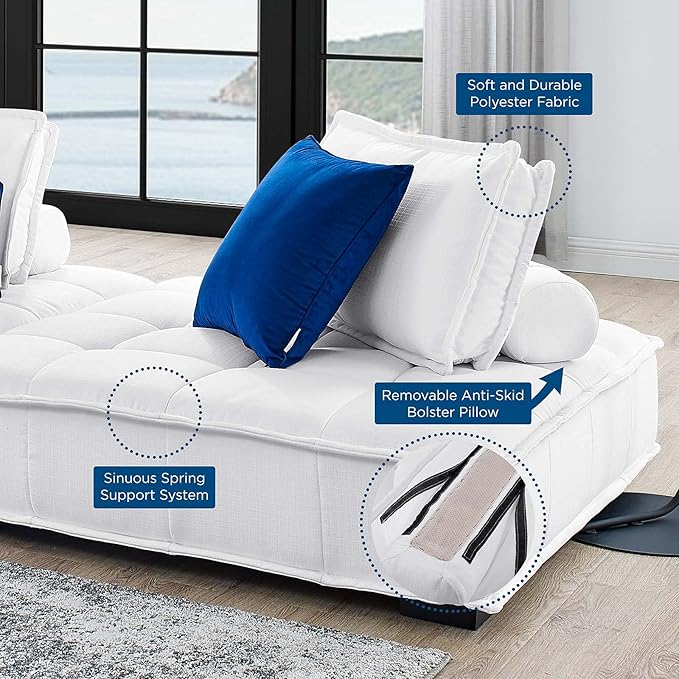 Modway Saunter Tufted Fabric Armless Chair, White