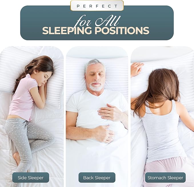 Utopia Bedding Bed Pillows for Sleeping European Size (White), Set of 2, Down Alternative Pillow for Sleeping, Cooling Hotel Quality Pillow Set for Back, Stomach or Side Sleepers