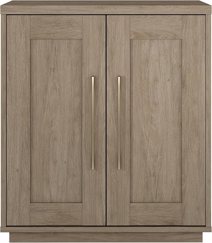 Henn&Hart 28" Accent Cabinet, Modern Sideboard Buffet Cabinet with 2 Panel Doors, an Adjustable Shelf and Cable Management Cut-Out for Living Room, Dining Room, or Bedroom, Antiqued Gray Oak