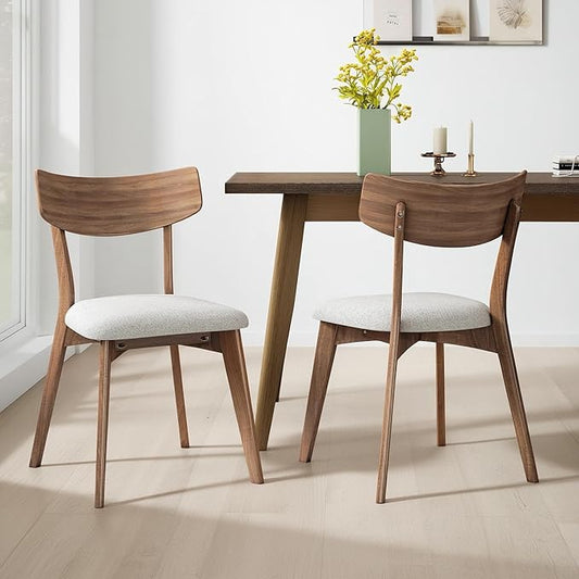 Christopher Knight Home Upholstered Wood Dining Chair,Stylish Designed Dining Room Chair, Accent Armchairs for Living Room (Set of 2),Light Beige