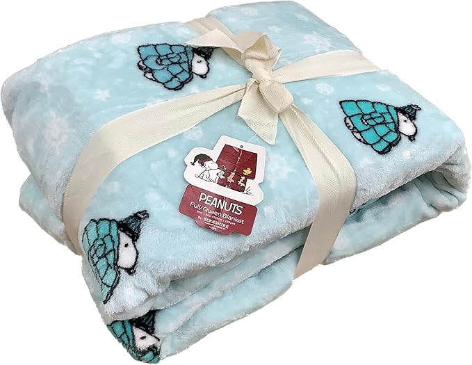 Berkshire Blanket & Home Co Peanuts Winter Blanket, Polyester (Light Blue - Blue Puffer Coats, Full/Queen)