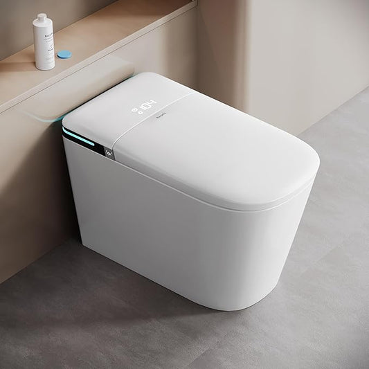 Smart Toilet with Bidet Built In & Foam Shield, Supports Cleaning Tablets, Auto Open/Close, Built-in Tank, Foot Sensor Flush, Heated Seat, Warm Dryer, One Piece Elongated Toilet (ZYC8A)