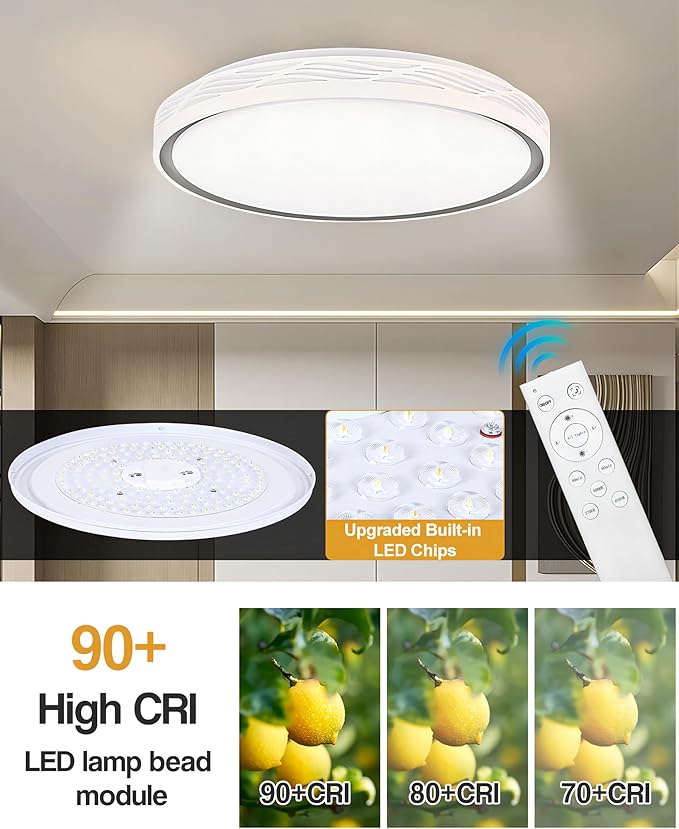 Led Ceiling Light Flush Mount,Bedroom Lights for Ceiling,led Kitchen Ceiling Light,Dimmable 70W 8000LM,3CCT Selectable Color Temperature,20 in for Living Room,Office,Hallway,Bedroom,Kitchen