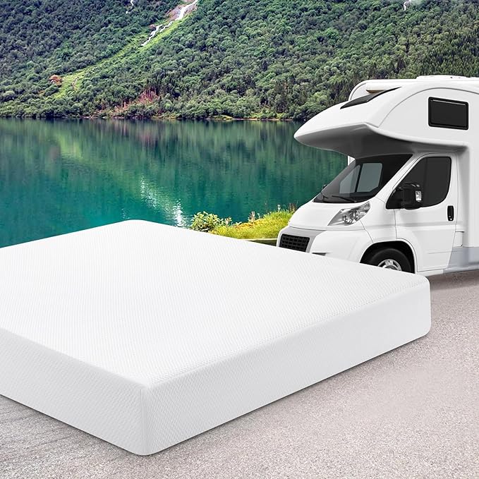 WEUP Short King RV Mattress Memory Foam 10 Inch, Updated Cooling Green Tea/Gel Mattresses for Camper/Truck/Trailer, Medium Firm Mattress with Fiberglass-Free Cover, CertiPUR-US, in USA, 75'' x 72''