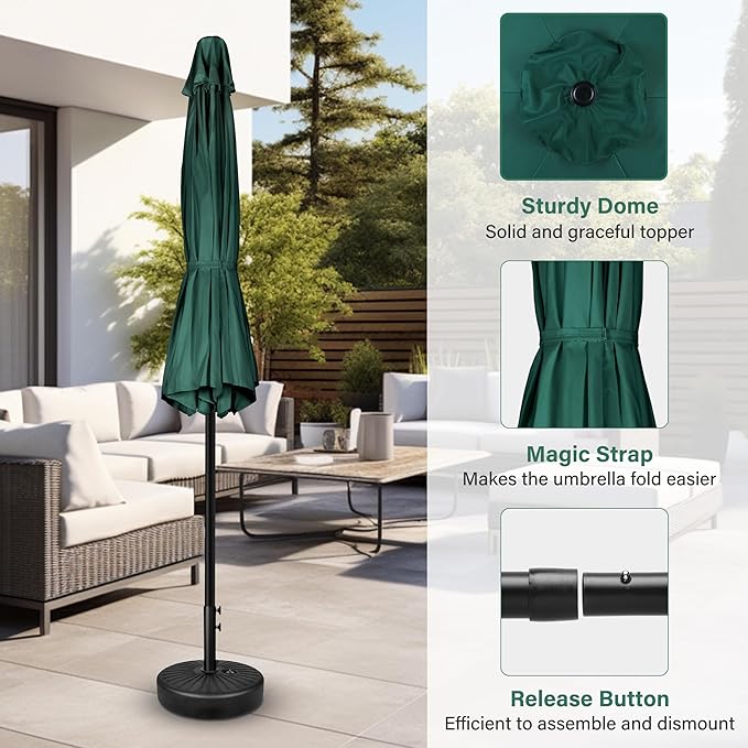Simple Deluxe 2Pack 7.5ft Patio Umbrella Outdoor Table Market Yard Umbrella with Push Button Tilt/Crank, 6 Sturdy Ribs for Garden, Deck, Backyard, Pool, Green