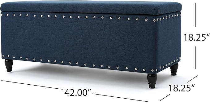 Christopher Knight Home Tatiana Fabric Storage Ottoman, Navy Blue