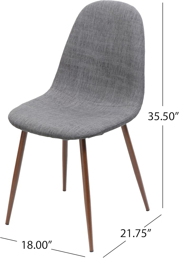 Great Deal Furniture Noble House Caden Mid Century Fabric Dining Chair in Light Gray (Set of 2)