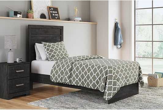 Signature Design by Ashley Belachime Rustic Twin Panel Bed, Foundation or Box Spring Needed, Gray