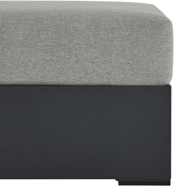 Modway Tahoe Aluminum Ottoman Gray with Weather-Resistant Cushion-Ideal as Outdoor Footstool, Patio or Sunroom Furniture