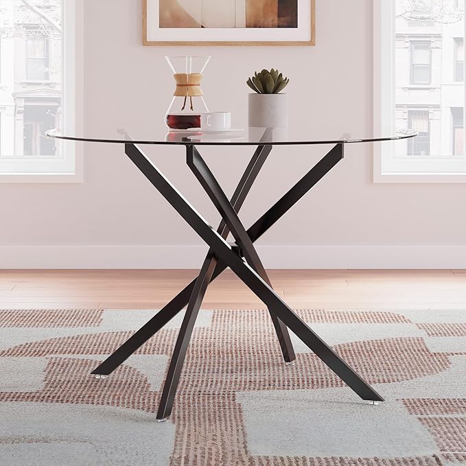 Signature Design by Ashley Pharwynn Casual Dining Table, Clear & Black