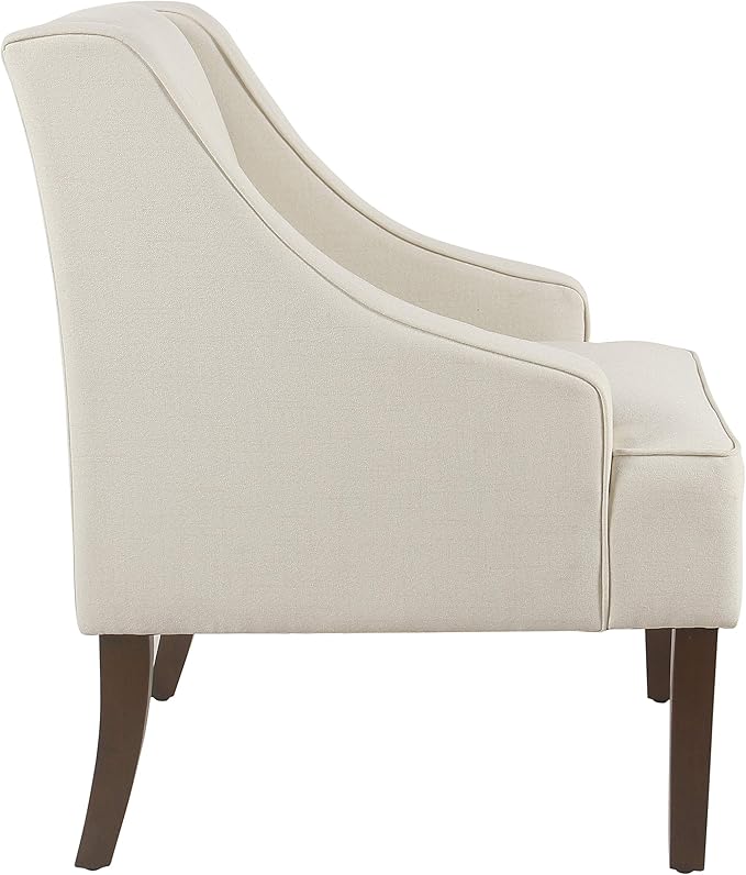 Homepop Upholstered Classic Swoop Arm Accent Chair Home Décor,Warm Ivory