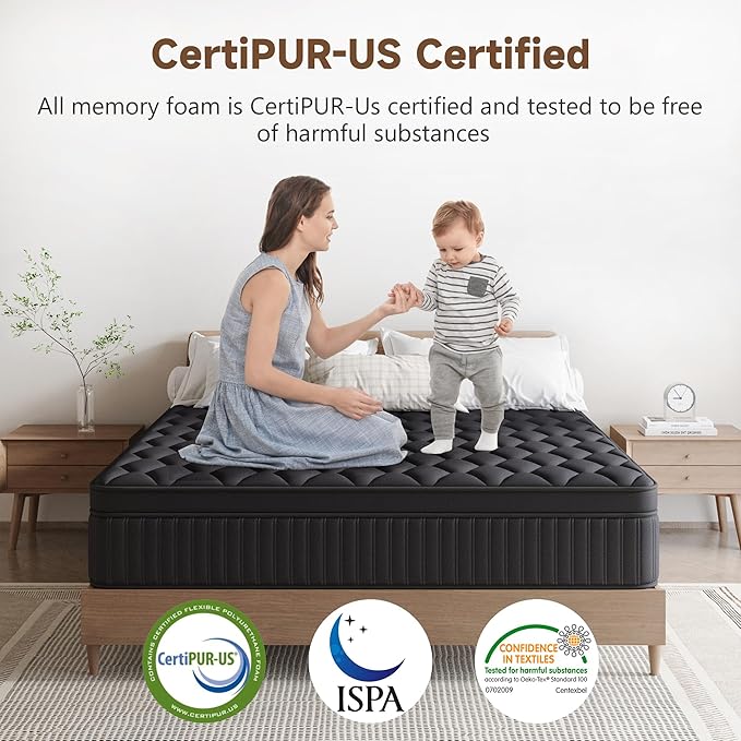 Twin Mattress, 12 Inch Twin Medium Firm Hybrid Mattress in a Box, Individual Pocket Spring for Pressure Relief & Motion Isolation, Reinforced Edge Support, CertiPUR-US Certified