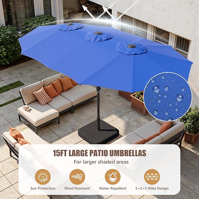 Sannwsg Outdoor Patio Umbrella,Table Umbrella with Push Button Tilt and Crank,Market Umbrella with 8 Sturdy Ribs,Yard Umbrella