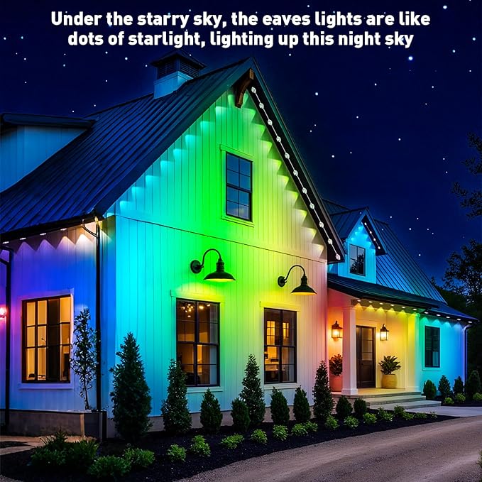 Permanent Outdoor Lights,200FT RGB Waterproof Lights for House,IP67 Smart LED Light with App/Remote Control for Garden Decor,Party,Holidays,Birthday