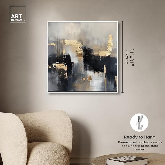 Art Remedy Daring Canvas Colorful Abstract Wall Art, White Frame, 30" x 30"