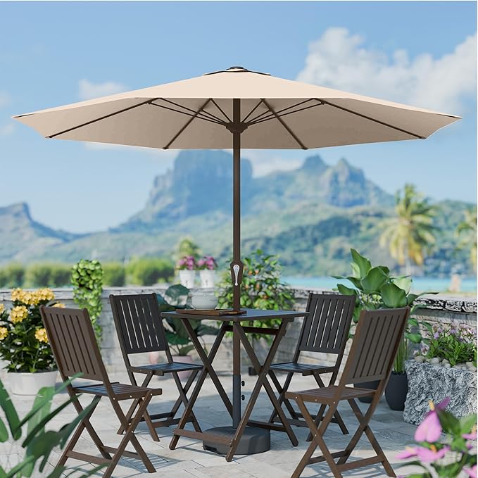 PatioKingdom 11FT Patio Umbrella,Outdoor Umbrella with Push Button Tilt and Crank,Market Table Umbrella with 8 Sturdy Fiberglass Ribs UV Protection