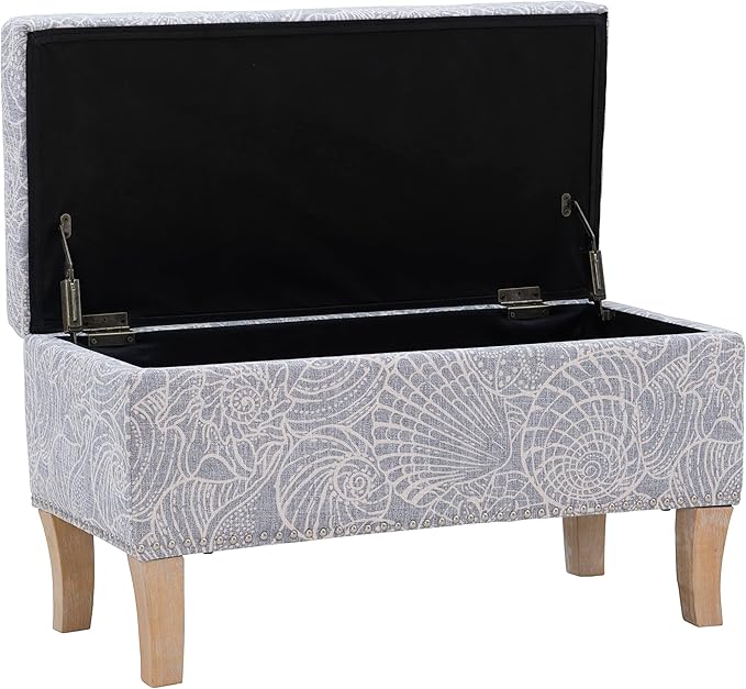 Linon Stone Upholstered Storage Stephanie Ottoman