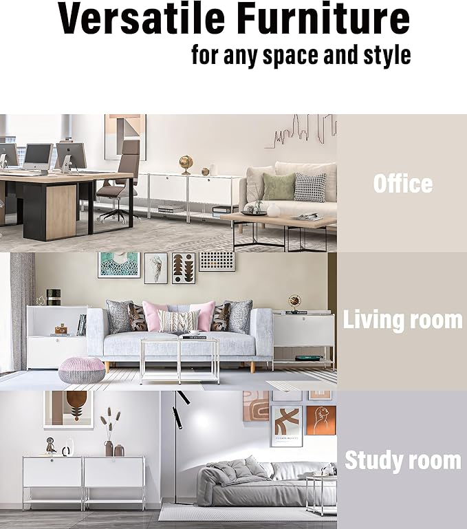 Metal Sidetable with Flap Door, 27.5" Height - DIY Modern Furnishing for Home, Office, Foyer, Bedroom - Night Stand, Book Shelf, Bookshelf, Cube Storage Organizer, Bedside Table (White)