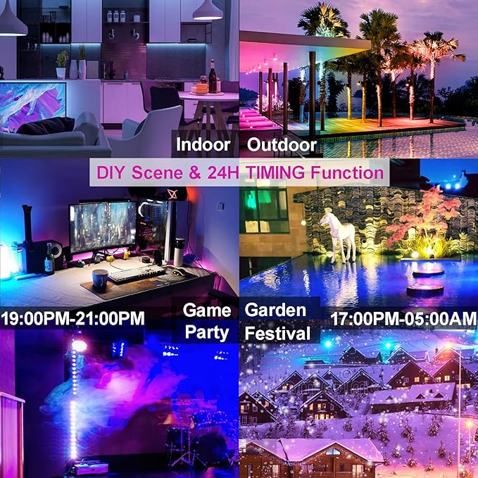 LED Flood Light Outdoor, 800W Equivalent 8000LM Smart RGB Stage Lights, Bluetooth RGB Colors+Warm White 2700K - APP & Group Control & Timing,IP66 Waterproof US 3-Plug Color Changing Strobe Lighting