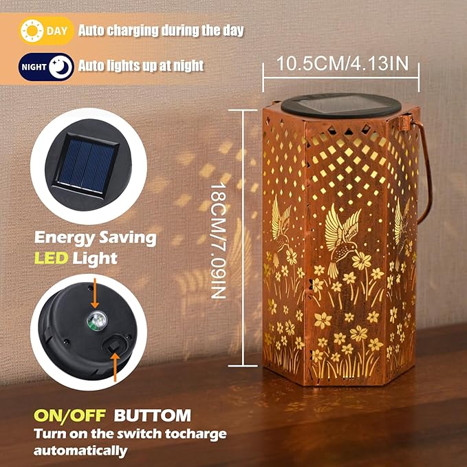 2 Packs Hummingbird Solar Lanterns Outdoor Waterproof Garden Decor - Birthday Gifts for Women, Men, Mom, Father, Garden Gifts, Solar Lights Outdoor Decor for Patio, Outside, Yard, Lawn, Pathway