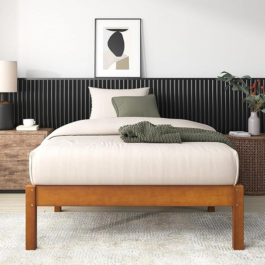 Zinus Ellie 14 Inch Twin Bamboo Platform Bed Frame, Wood Slat Support, No Box Spring Needed, Easy Assembly, Brown