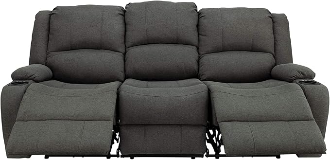 RecPro Charles Powered Double RV Wall Hugger Recliner Sofa | RV Loveseat | RV Furniture | Cloth (Fossil, 80")